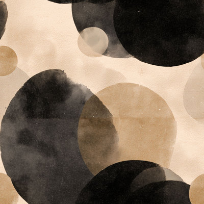 Papier peint abstrait noir à motif de peler et coller beige
