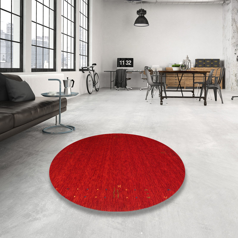 Tapis de zone rouge contemporaine, Rond 8 pi