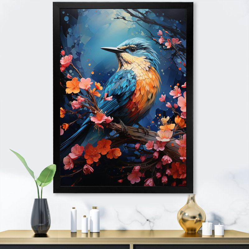 Reproduction d'art sur toile, oiseaux, H 32 po x l 24 po x P 1 po, Cadre photo noir