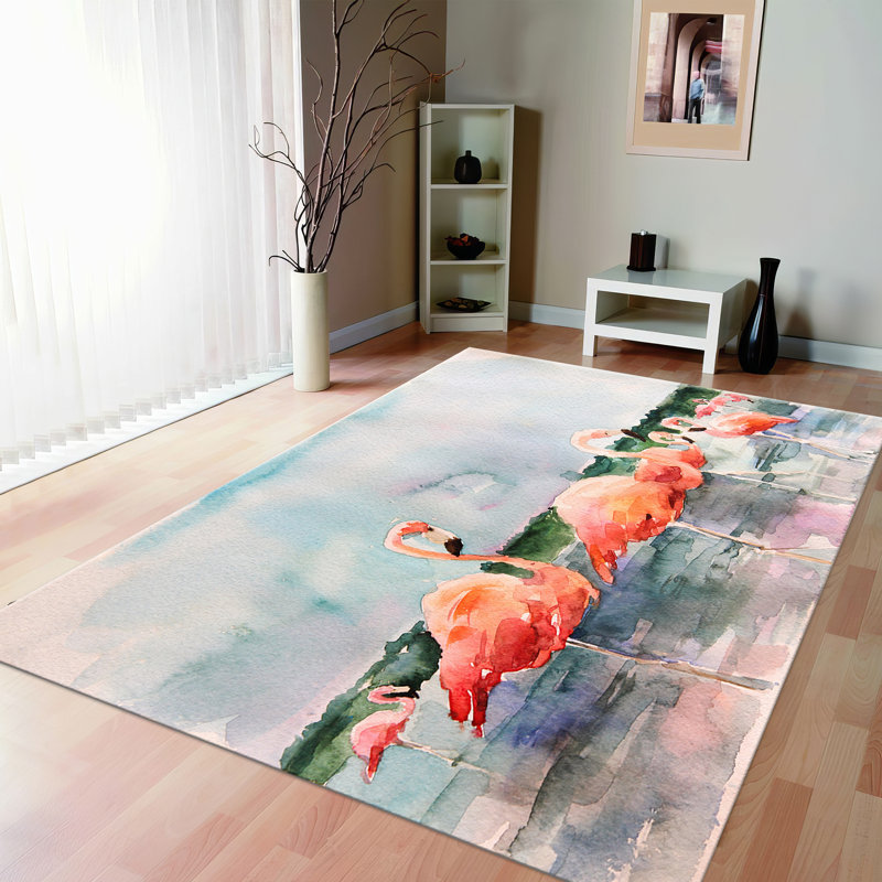 Soft Pastel Shades Adorn This Printed Goblen Fabric Rug Featuring a Delicate Floral Pattern for an Elegant Addition to Your Living Space