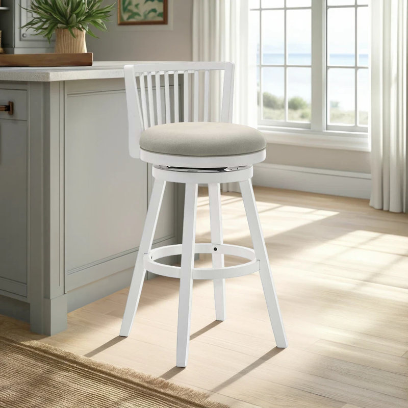 Tabouret de bar Drumrankin, Gris, Blanc, Tabouret de comptoir (siège d'une hauteur de 26 p