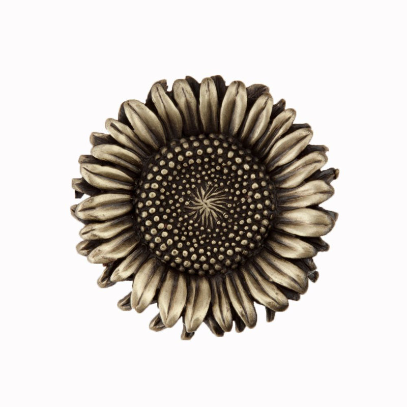 Poignée d'armoire Sunflower, Laiton antique