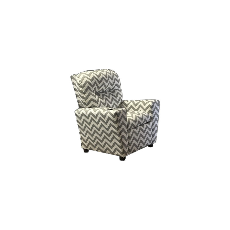 Angelyka Upholstered Recliner, Chevron/Zig Zag 1, Gray/White