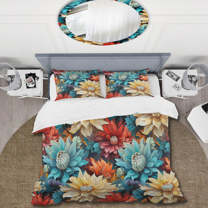 Literie colorée Popart Pixel Flower Garden II, Housse de couette simple + 1 taie décorative stan