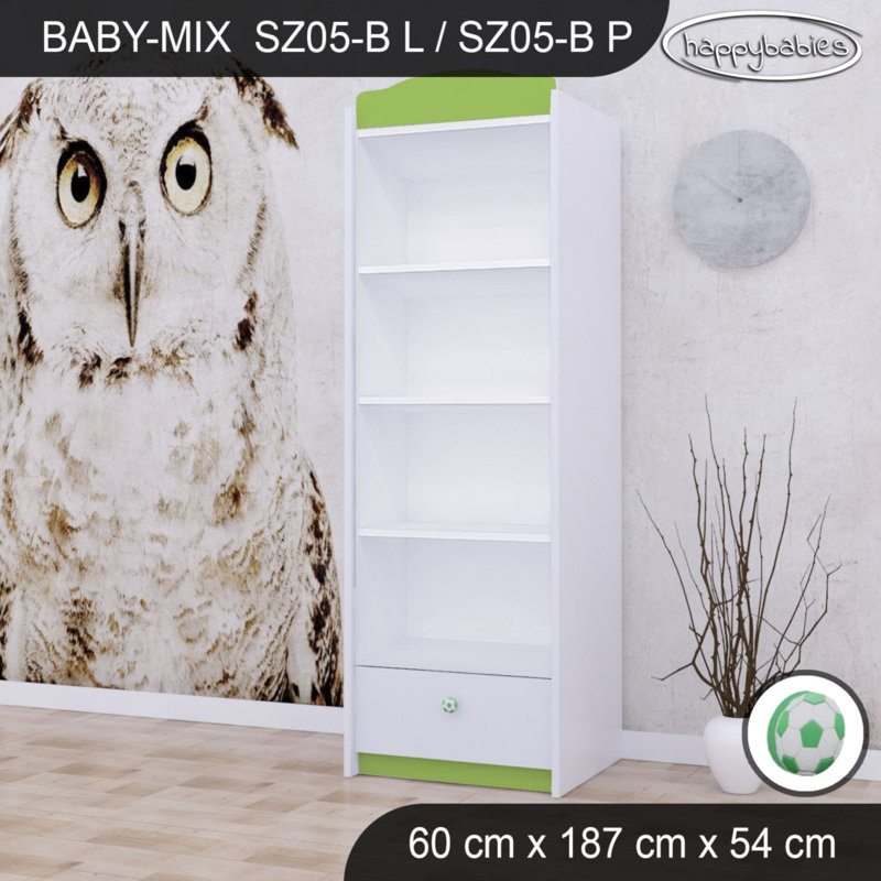 Ball 1 Door Wardrobe, Green/White