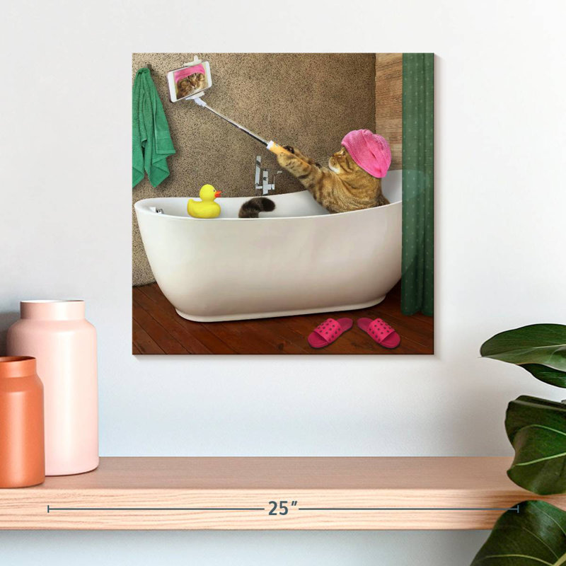 Ketti Cat Bath Selfie, 16" H x 16" W