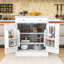 Armoire de rangement autoportante chic avec tiroir, tablettes réglables et plateau en faux marbre-761530807