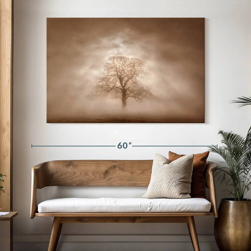 Arbre Harnek à la lumière maussade en sépia, H 34 po x l 51 po