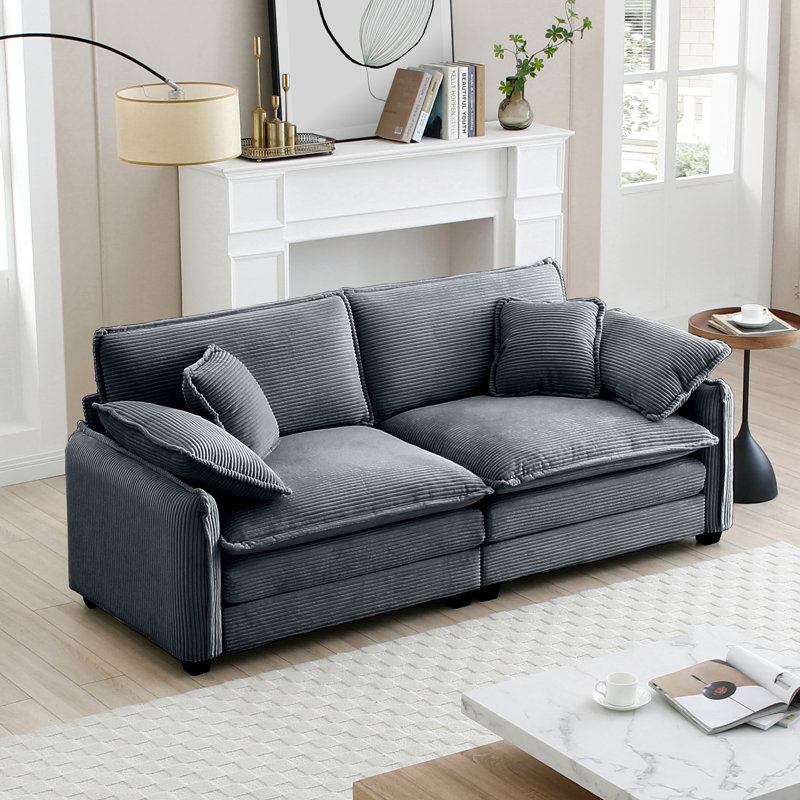 Canapé de salon chaleureux et confortable avec 4 coussins et 4 coussins pour le salon, H 33,85 po x l 81 po x P 34,25 po