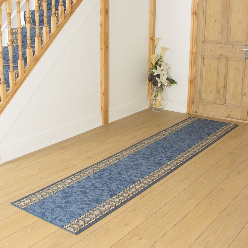 Cheops Looped/Hooked Blue Indoor Rug, Runner 420cm x 66cm
