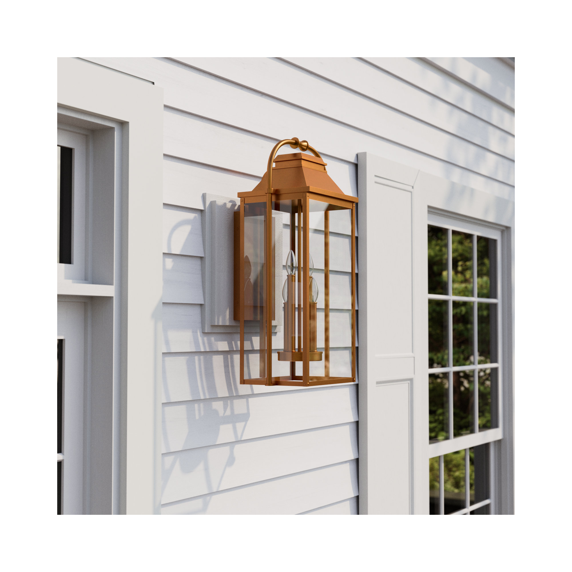 Newson 4 Light Outdoor Wall Light, Natural Copper