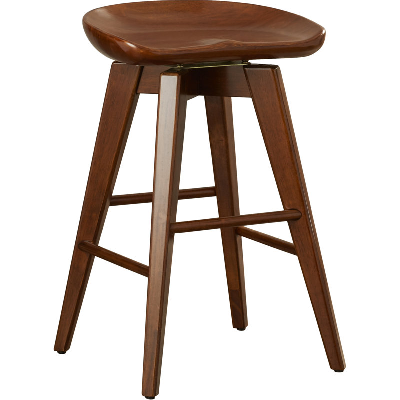 Tabouret de bar et de comptoir pivotant en bois massif Basnti, Tabouret de bar (siège d'une hauteur de 29 po)