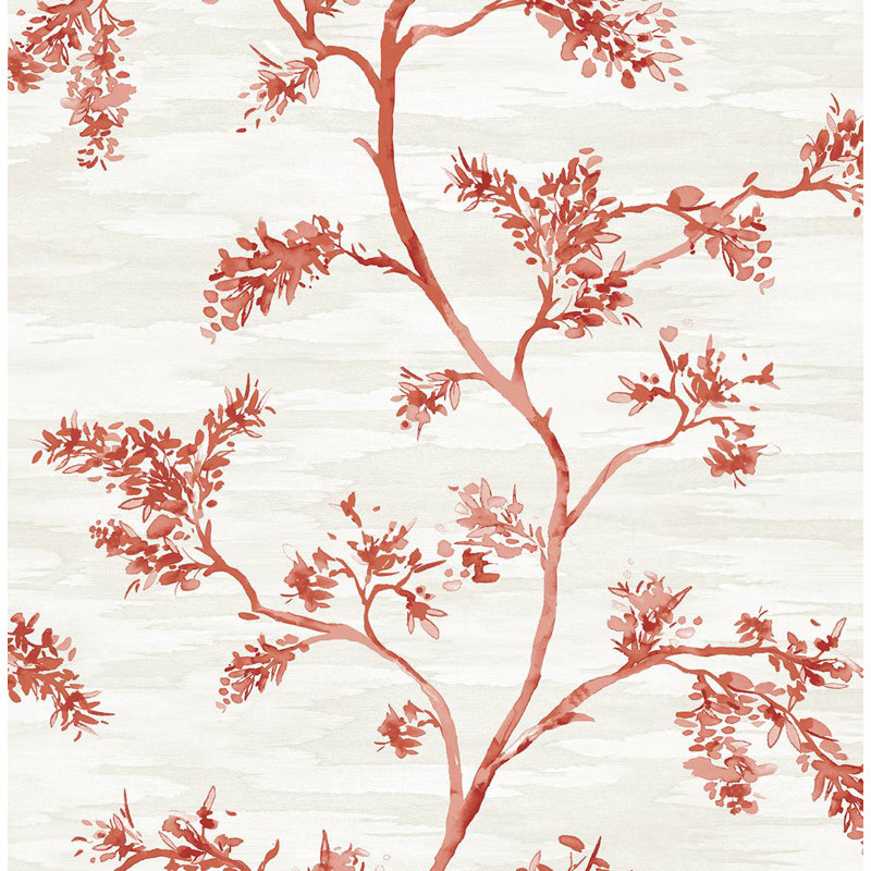 Papier peint floral Botalla, Albâtre / fraise