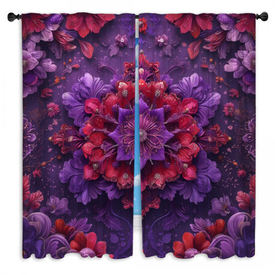 Intricate Floral Arrangement Window Curtains Flowers Sheer & Room Darkening - 2 Panels
