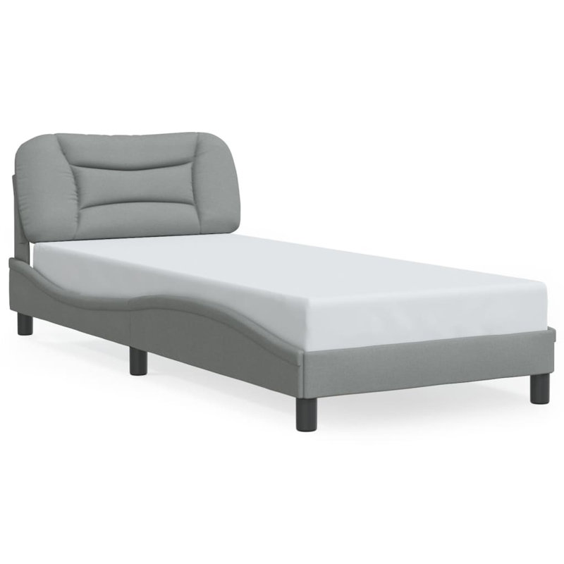 Structure de lit avec DEL sans matelas Hvar gris clair 90 x 190 cm, Simple, Gris clair
