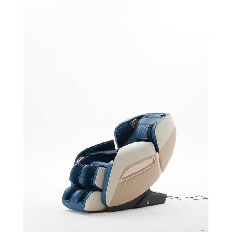 Faux Leather Heated Massage Chair, Blue Faux Leather