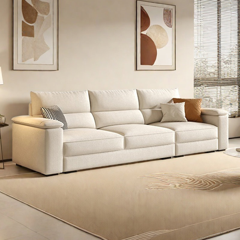Canapé droit simple moderne de style crème, H 37 po x l 98,42 po x P 37,79 po