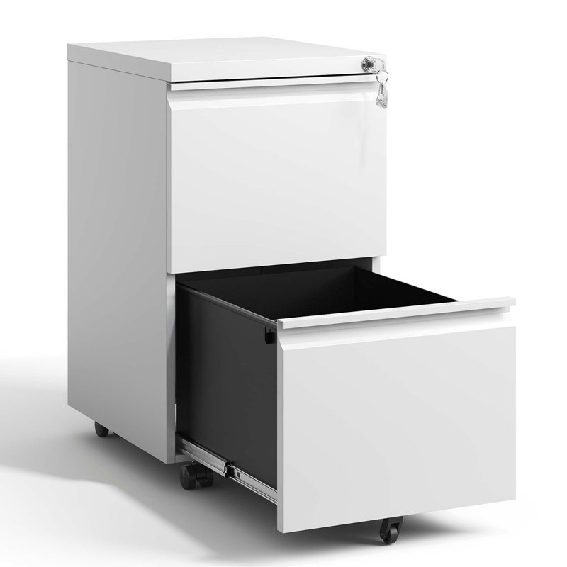2 Drawer Metal  Mobile File Cabinet, Rolling File Cabinet With Lock For Hanging Legal/Letter/A4 Size,Fully Assembled Except Wheels
