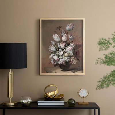 Vintage Floral Print CI Framed Print - Solid Wood