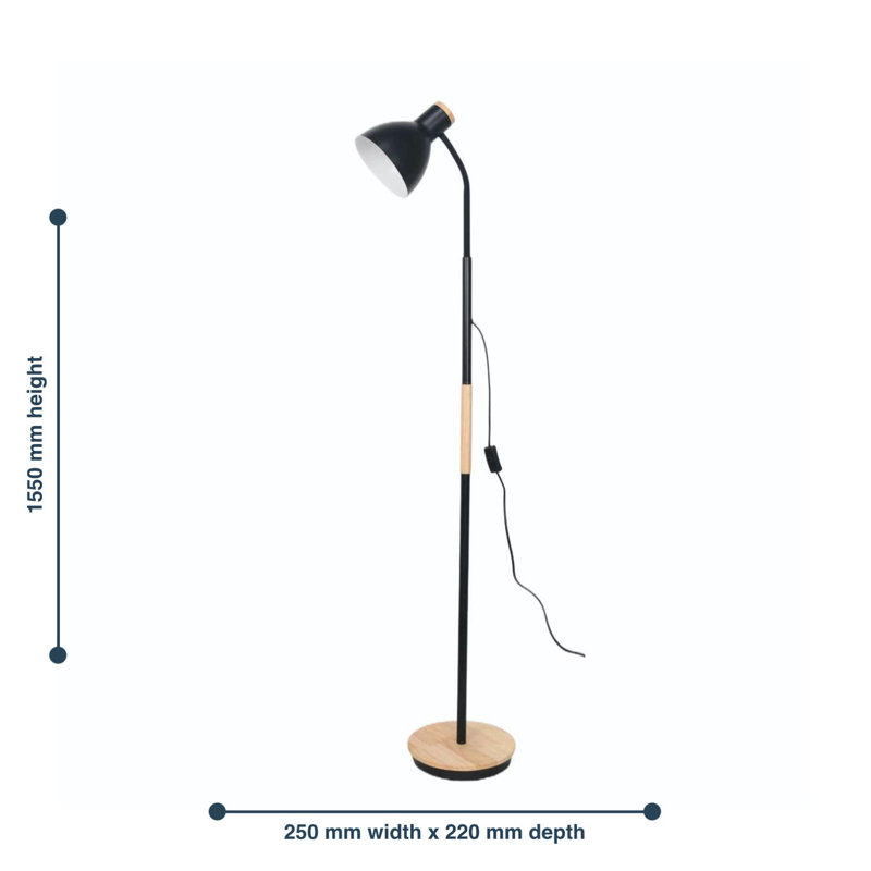Tomica 155cm Task Floor Lamp, Black Paint