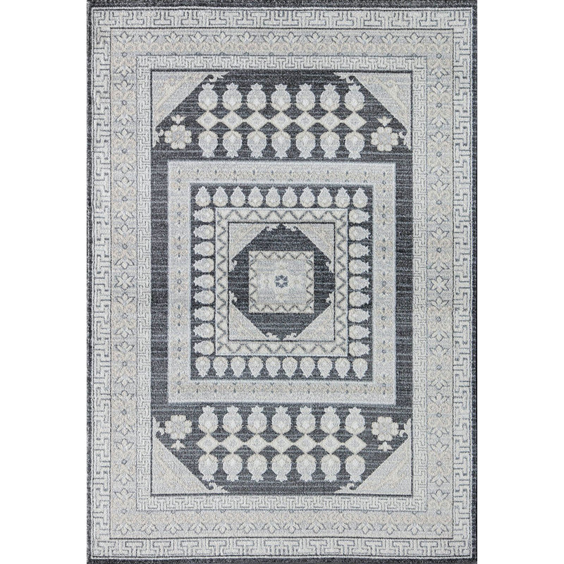 Tapis oriental gris / crème Roxy, Tapis de couloir de 2 pi 6 po x 8 pi