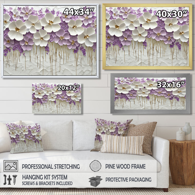 Art mural Mynch Wildflower Pure Cream Bloom III - Fleurs sauvages, H 12 po x l 20 po, Impression encadrée flottante