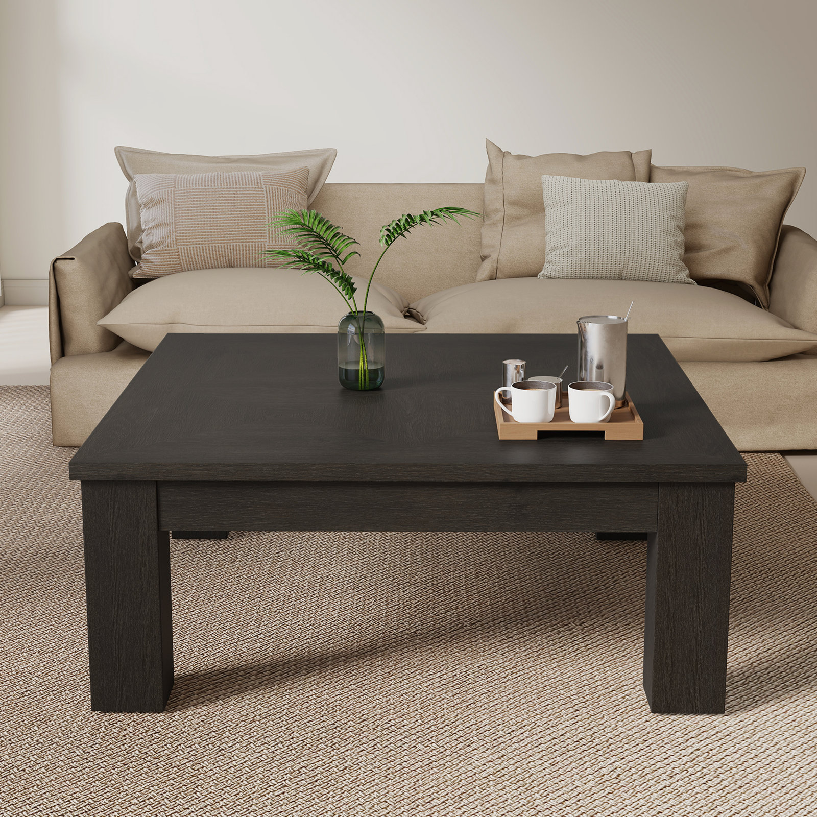 Dutton 42" Oak Coffee Table, Cracked Espresso