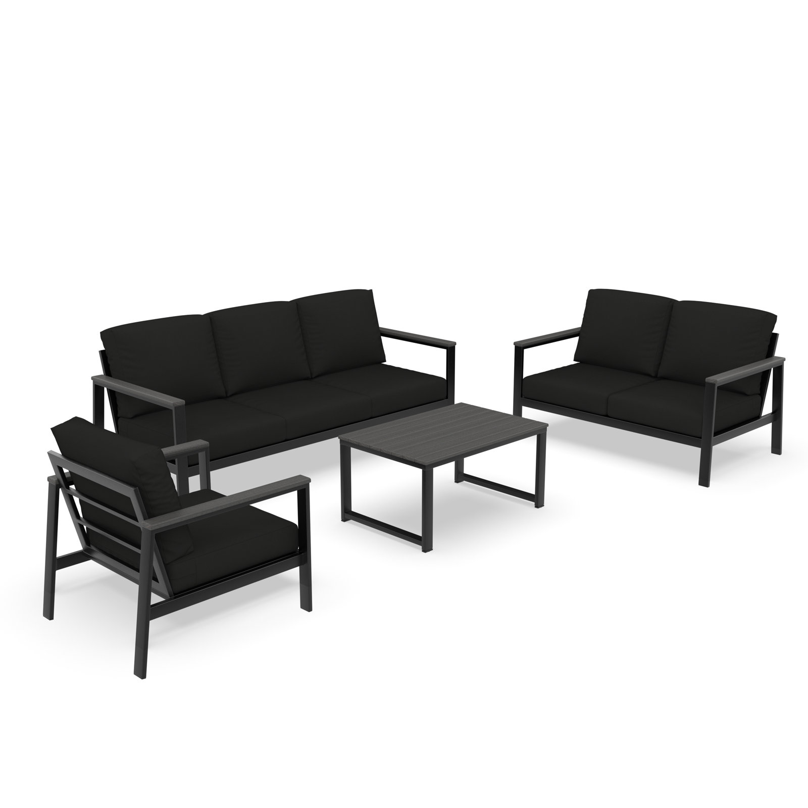 Townsend 6-Person Sunbrella® Patio Seating Group, Canvas Black Sunbrella® Canvas