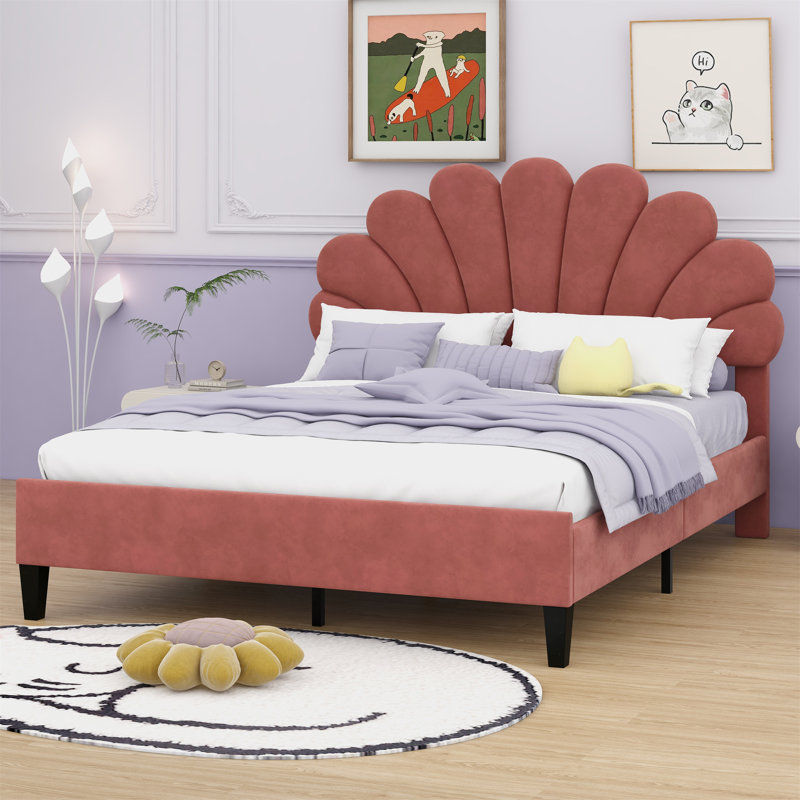 Madinah Upholstered Platform Bed, Red, Queen