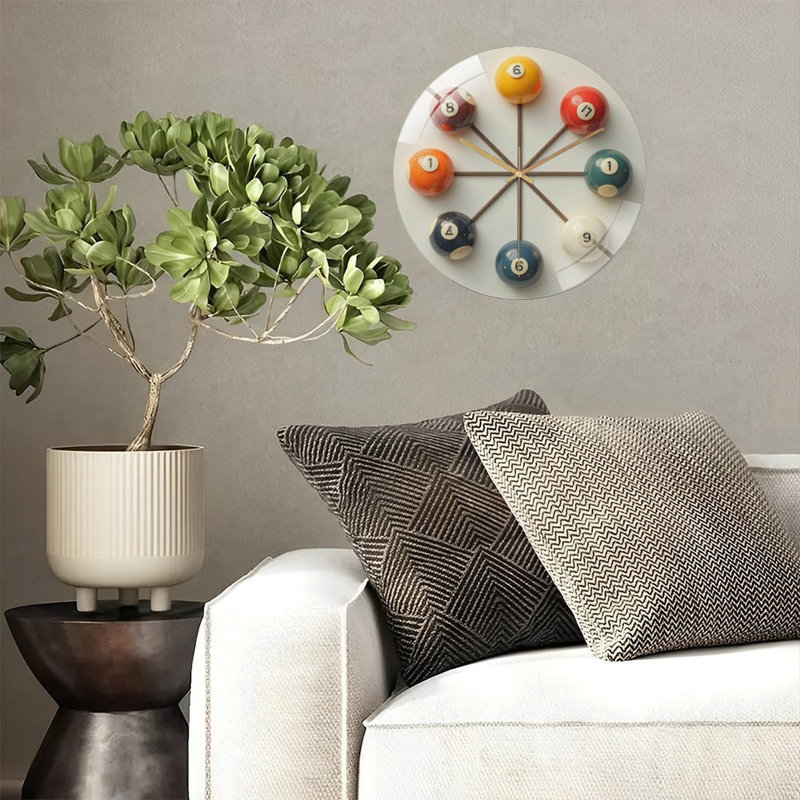Ensemble de boules de billard rétro avec art numérique - horloge murale 12 po