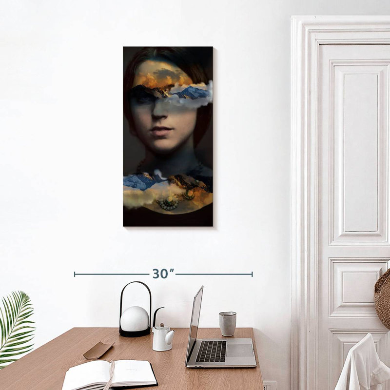 Portrait de femme dans la nature, H 30 po x l 15 po