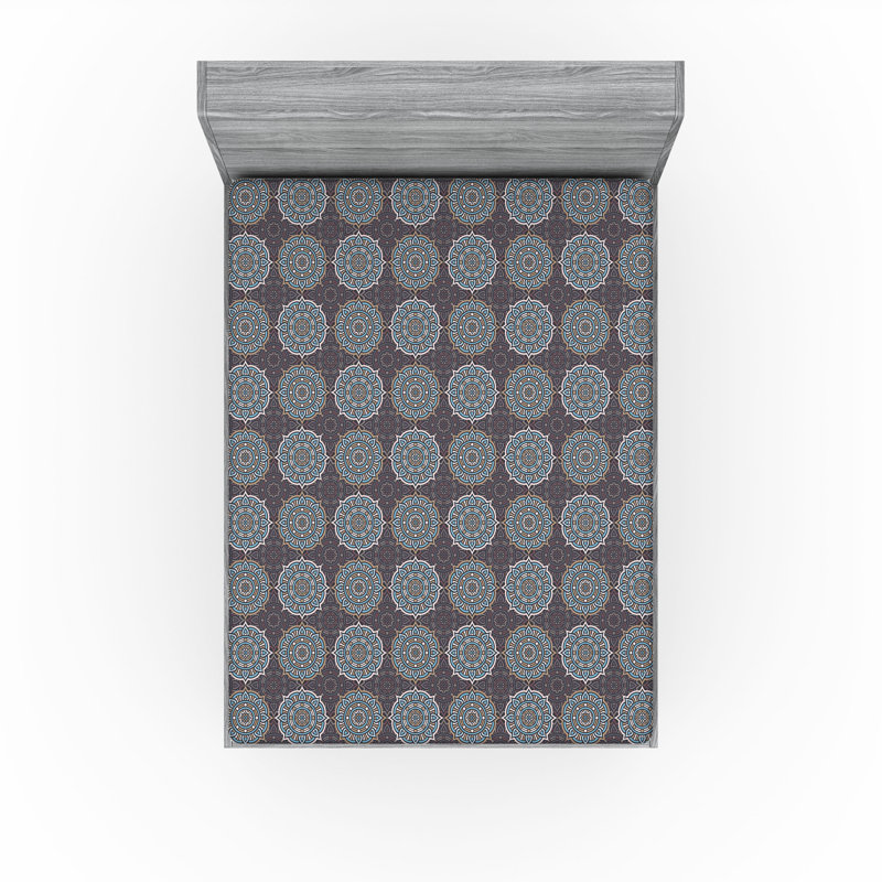 Drap-housse oriental Ambesonne Mandala traditionnel coquille d'œuf et chameau, Drap-housse de taille très grand