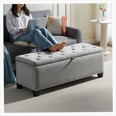 Banc rembourré en tissu avec 4 pieds