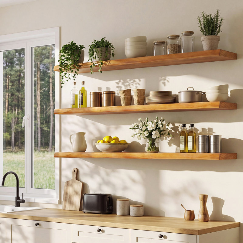 Tablettes murales flottantes en bois, Brown
