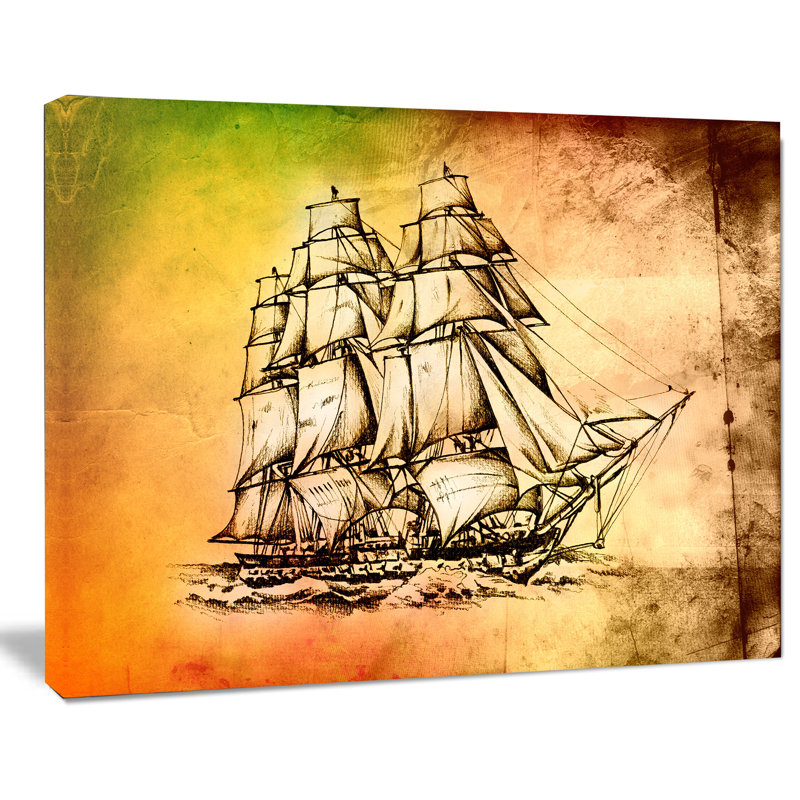 «Large Antique Moving Boat», impression, H 30 po x l 40 po x P 1,5 po, Toile tendue