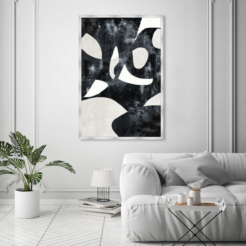 Abstrait «All Of Me», reproduction d'art géométrique murale, H 56 po x l 38 po, Encadrement argenté