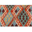 Tapis bleu / rouille en laine tissé à la main à motif tribal / géométrique / sud-ouest de couleur cépage Cedorah
