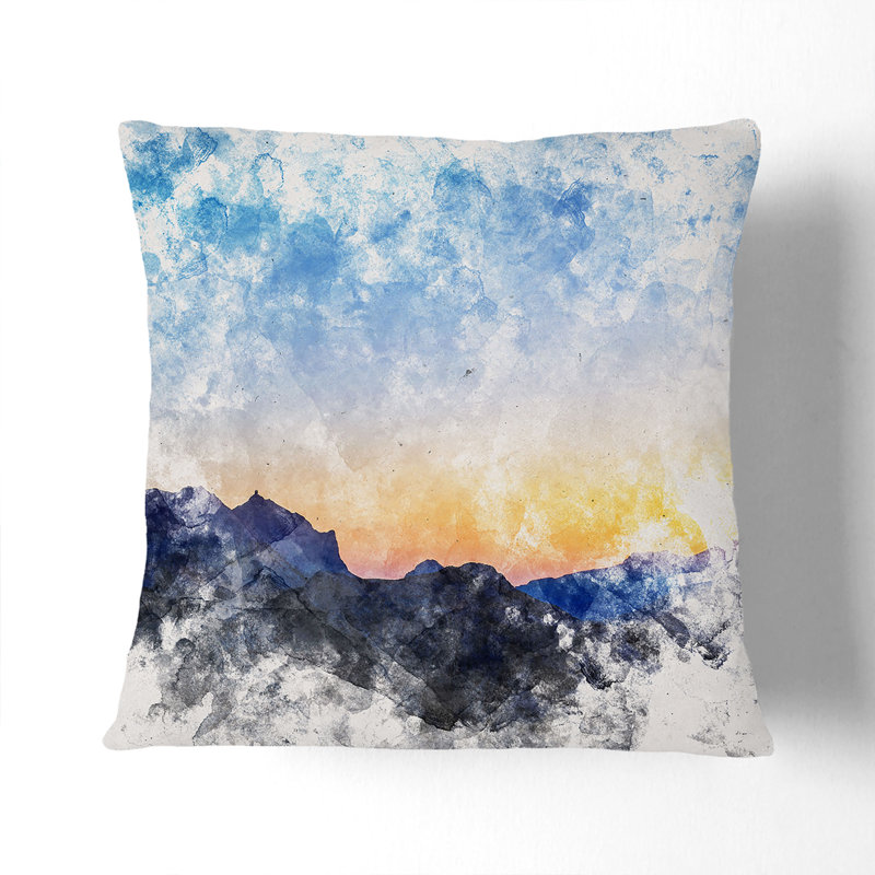 Mountain Range in Spain Cushion with Filling, 55cm H x 55cm W x 20cm D, Black
