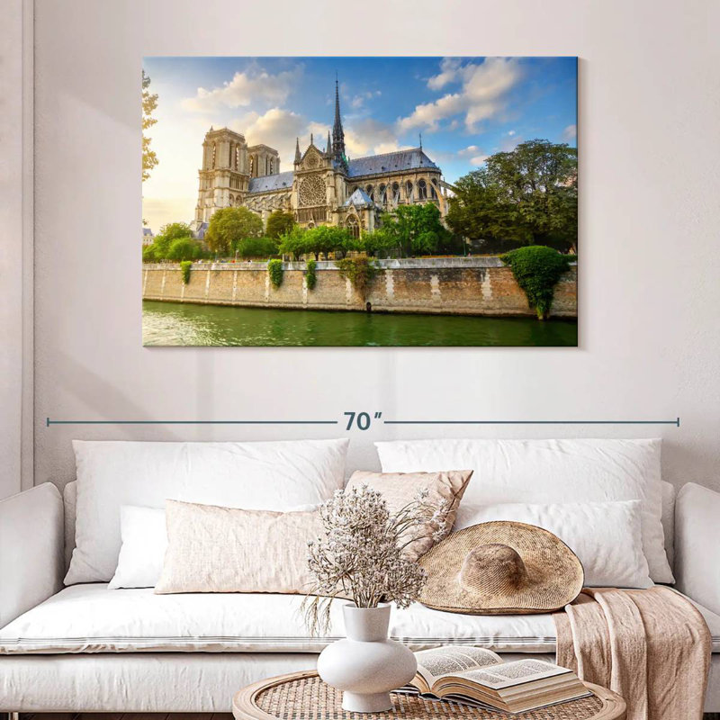Ravi Notre Dame au bord de la rivière, H 32 po x l 48 po