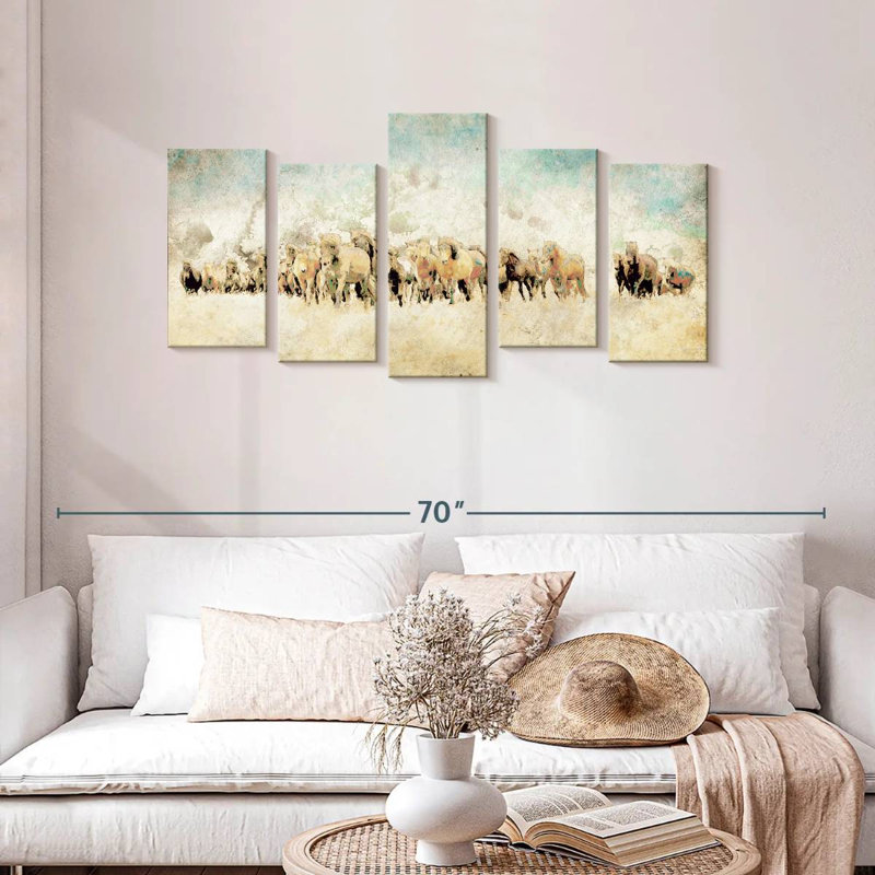 Brampt Roaming Horses, 24'' H X 49'' W
