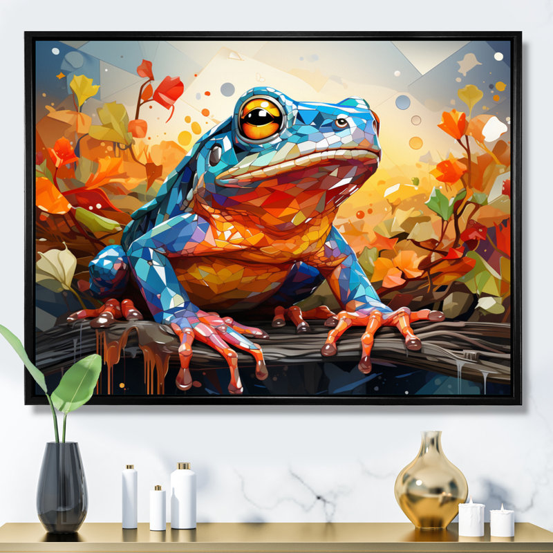 Maricevich " Colourful Frog Harmony II ", Cadre flottant noir, H 30 po x l 40 po x P 1,5 po