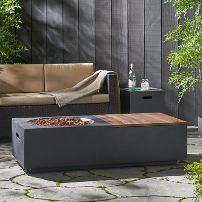 Bujar Rectangle Concrete Propane Smokeless Fire Pit