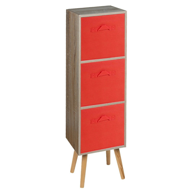 Corto 100cm H x 30cm W Wood Standard Bookcase, Antique Oak/Red/Black