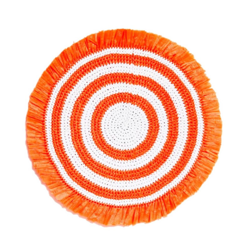 Napperons tissés à franges, Orange/Blanc