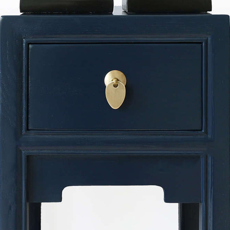 Rangement à double tiroirs en bois massif, Bleu