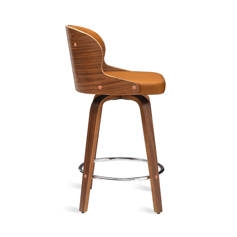 Bresha Swivel Upholstered Counter Stool, Orange
