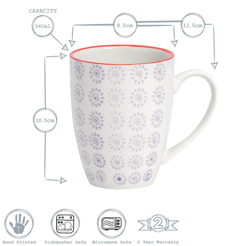 Porcelain Coffee Mug, 6, Purple/Red