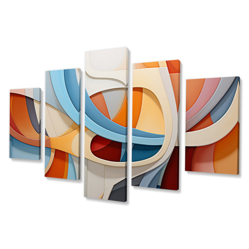  «Opt Art Dynamic Harmony - Art mural moderne sur toile - 5 panneaux
