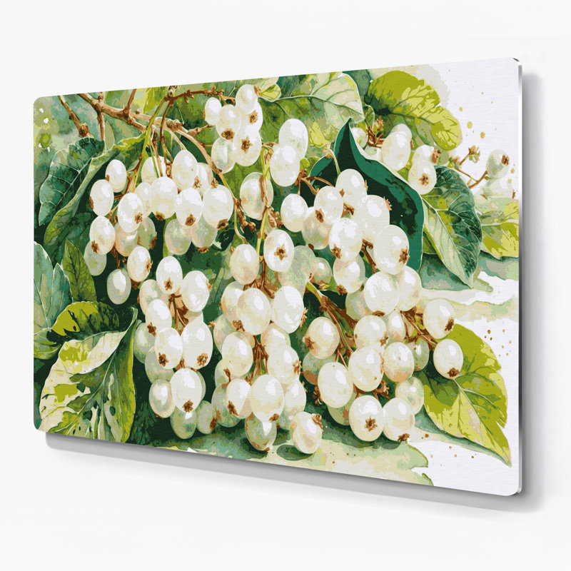 Art mural en métal beige fruit groseille, H 12 po x l 18 po