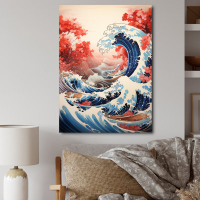 Chef-d'œuvre de Jahnathan, le grand rouge de Kanagawa II, reproduction sur toile